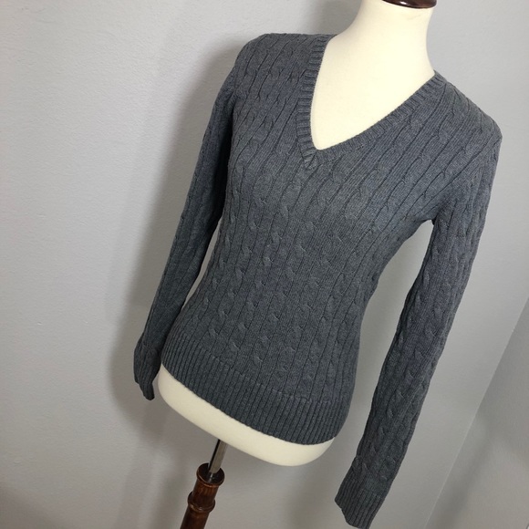 Tommy Hilfiger V-Neck Pullover Sweater {Gray} - Picture 1 of 8